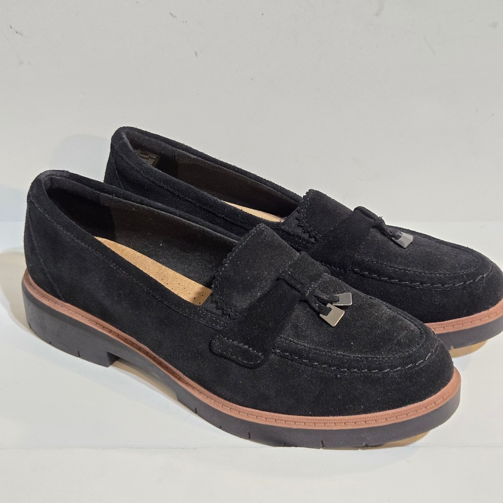 Clarks Collection Loafers Womens 11 W Westlynn Bella Suede Lug Sole Comfort New